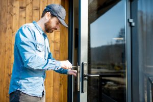 Man repairing door lock