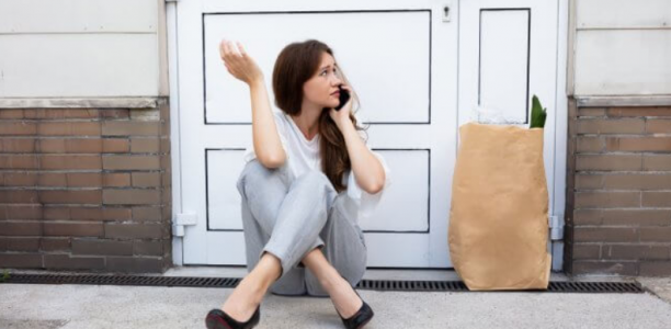 Girls Siting Outside the Door